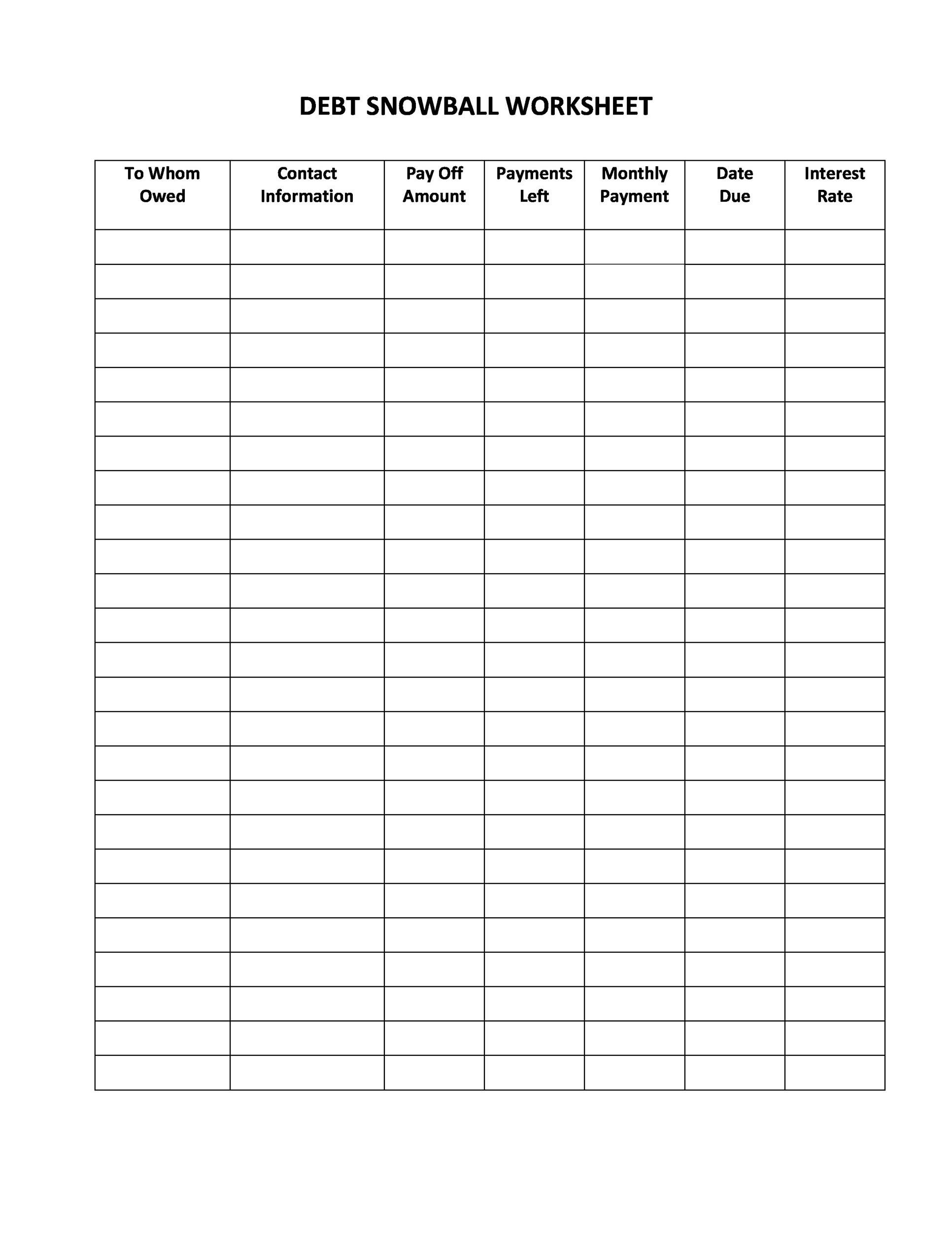 38 Debt Snowball Spreadsheets, Forms &amp;amp; Calculators ❄❄❄ throughout Free Printable Debt Snowball Worksheet