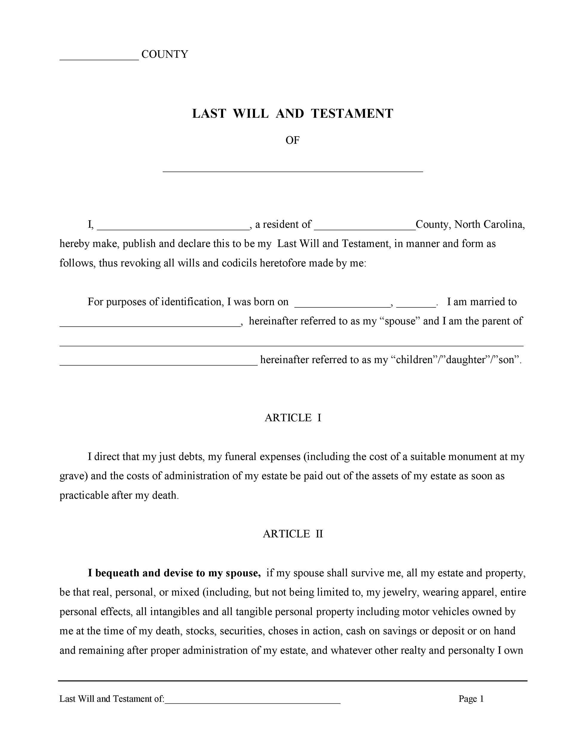 39 Last Will And Testament Forms &amp; Templates ᐅ Templatelab intended for Free Printable Will Forms Download