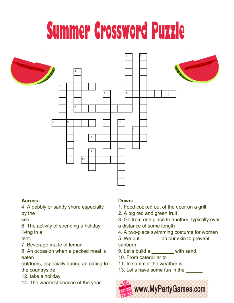 4 Free Printable Summer Crossword Puzzles | Crossword Puzzles pertaining to Summer Crossword Puzzle Free Printable