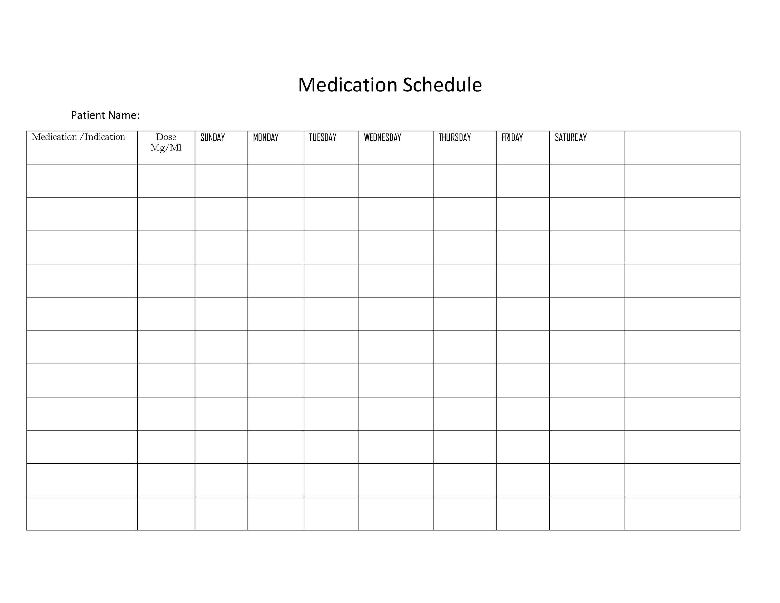 40 Great Medication Schedule Templates (+Medication Calendars) for Free Printable Daily Medication Schedule