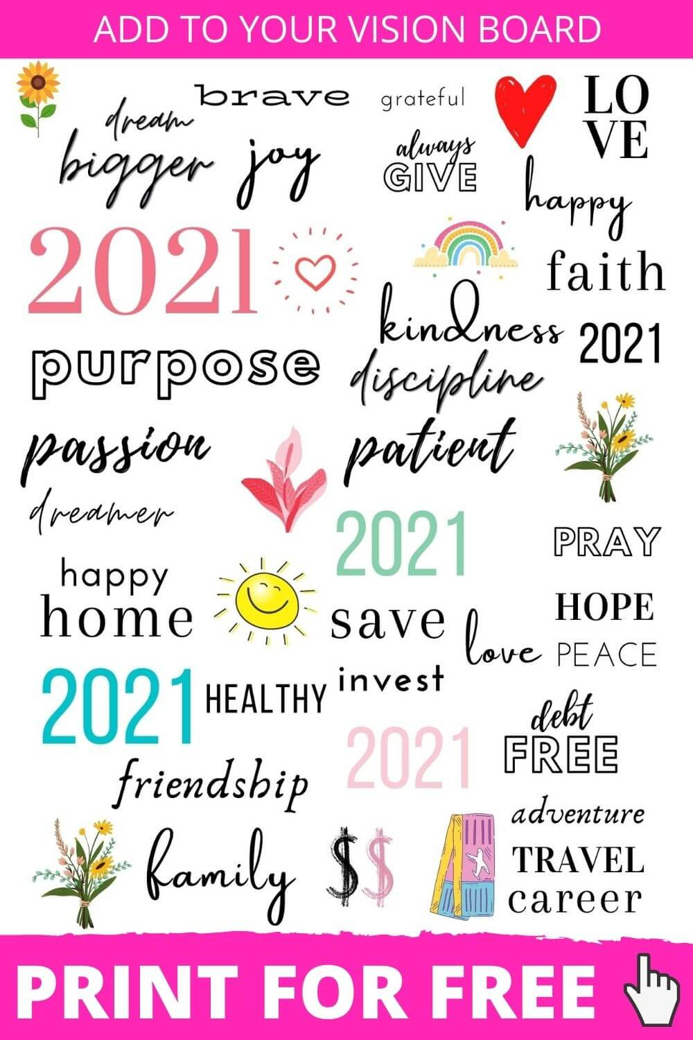 44 Beautiful &amp;amp; Inspiring Vision Board Printables For 2023 (Free inside Free Vision Board Printables