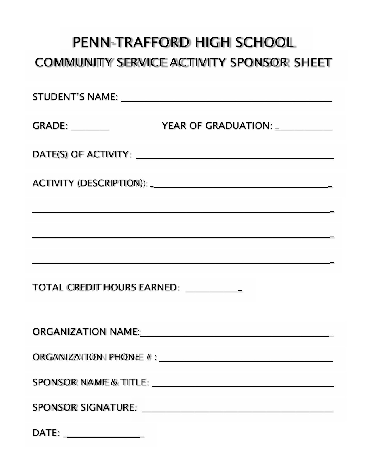 44 Printable Community Service Forms (Ms Word) ᐅ Templatelab for Free Printable Volunteer Forms