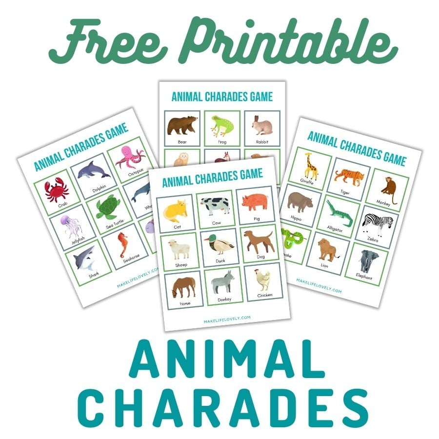 45 Free Printable Animal Charades Cards {All Ages!} - Make Life Lovely in Free Printable Charades Cards