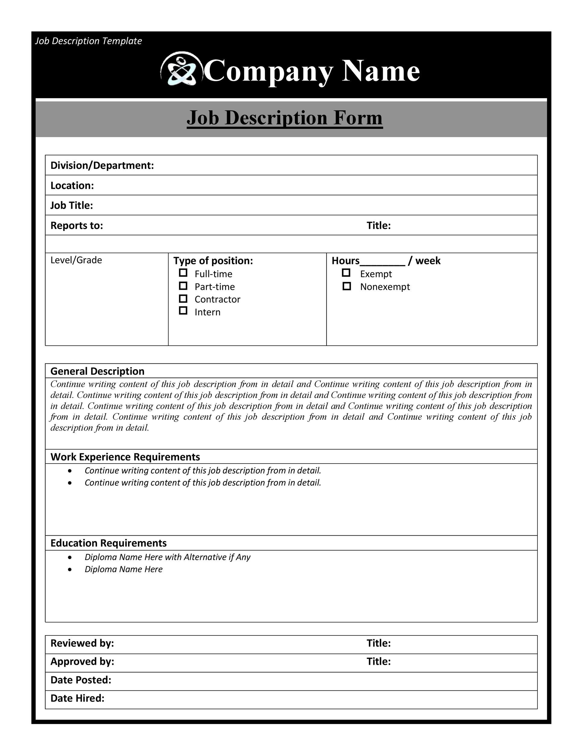 47 Job Description Templates &amp;amp; Examples ᐅ Templatelab with regard to Free Printable Job Description Template