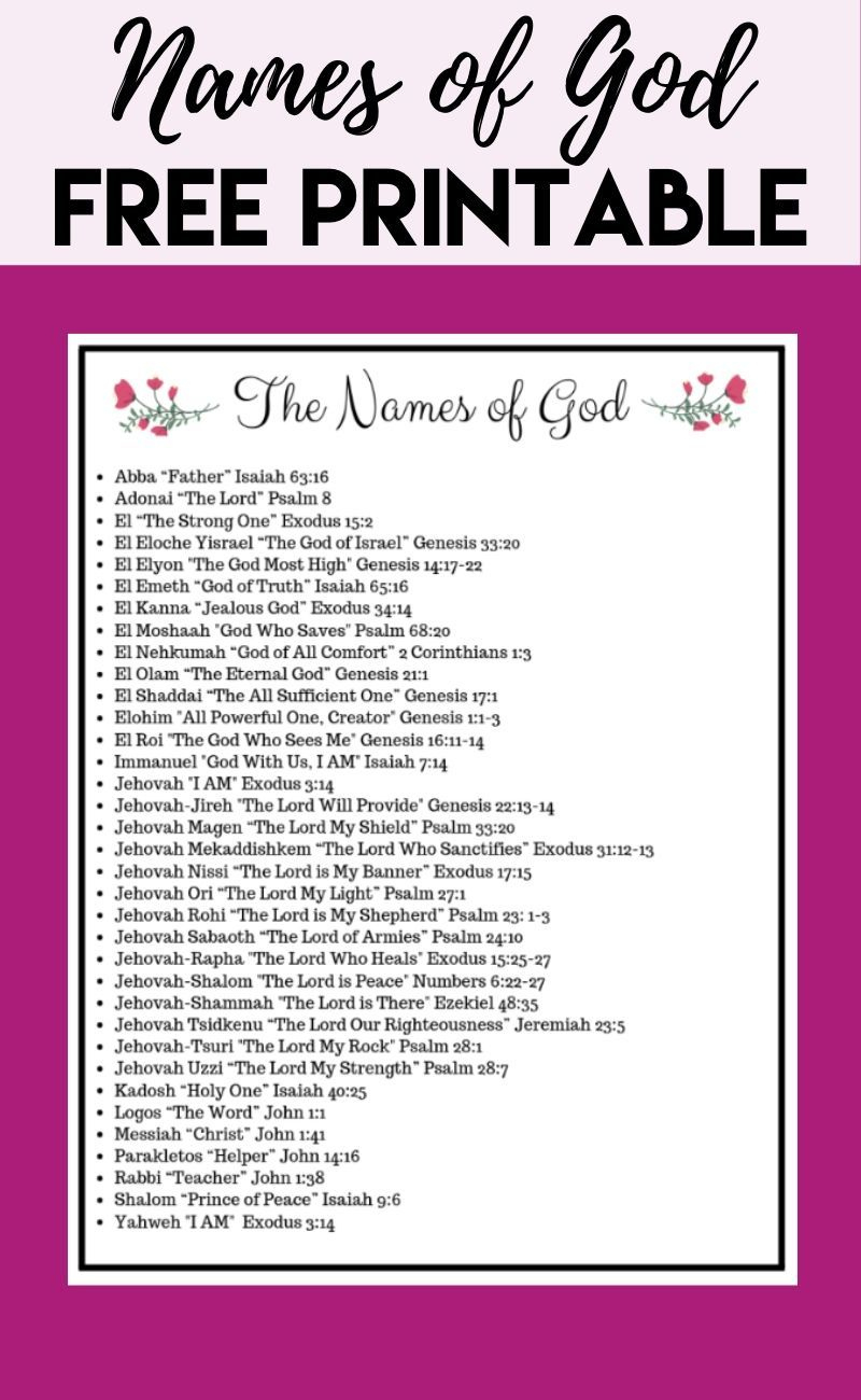 47 Names Of God Plus! Free Printable | Names Of God, Free Bible pertaining to Free Printable Names Of God