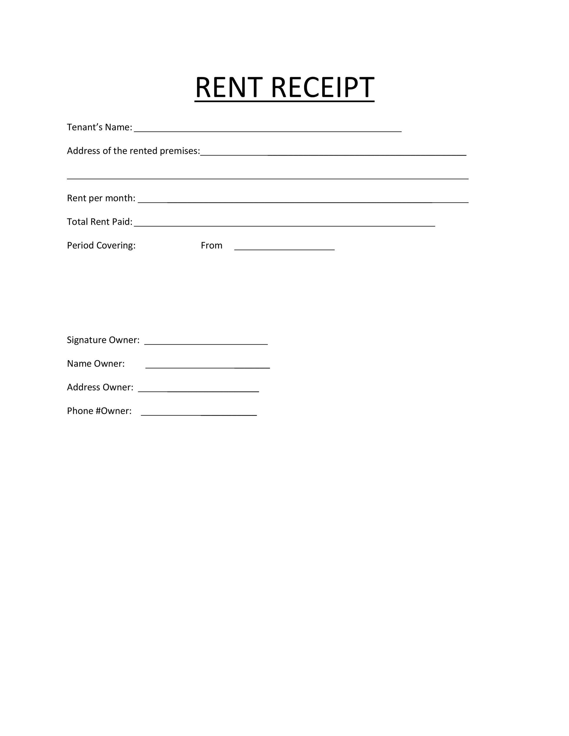 49 Printable Rent Receipts (Free Templates) ᐅ Templatelab in Free Printable Rent Receipt