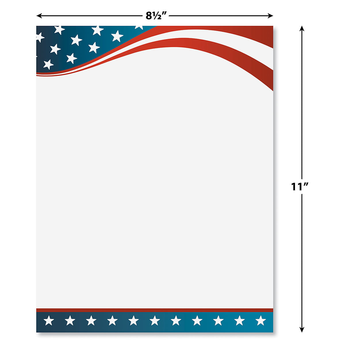 4Th Of July Patriotic Letter Papers - Set Of 25, American Flag Stationery Papers, 8 1/2&amp;quot; X 11&amp;quot;, Compatible Computer Paper, Patriotic Letterhead for Free Printable Patriotic Writing Paper