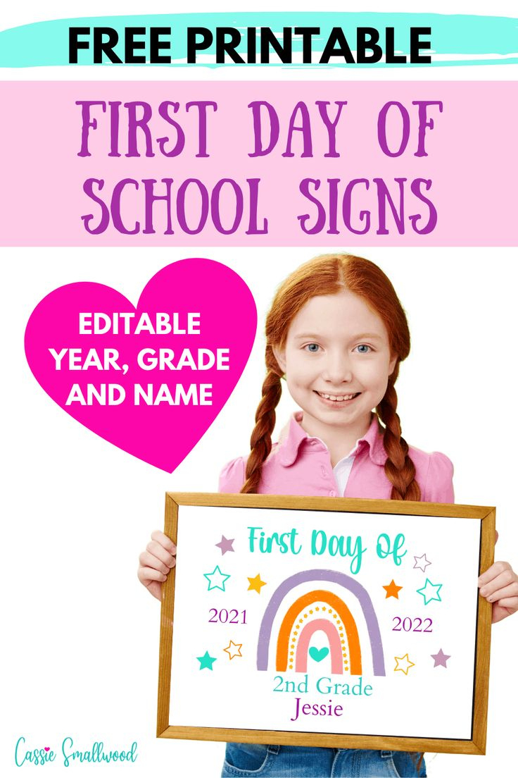 5 Editable First Day Of School Signs Free Printable 2024-2025 for Free First Day Of School Printables 2025