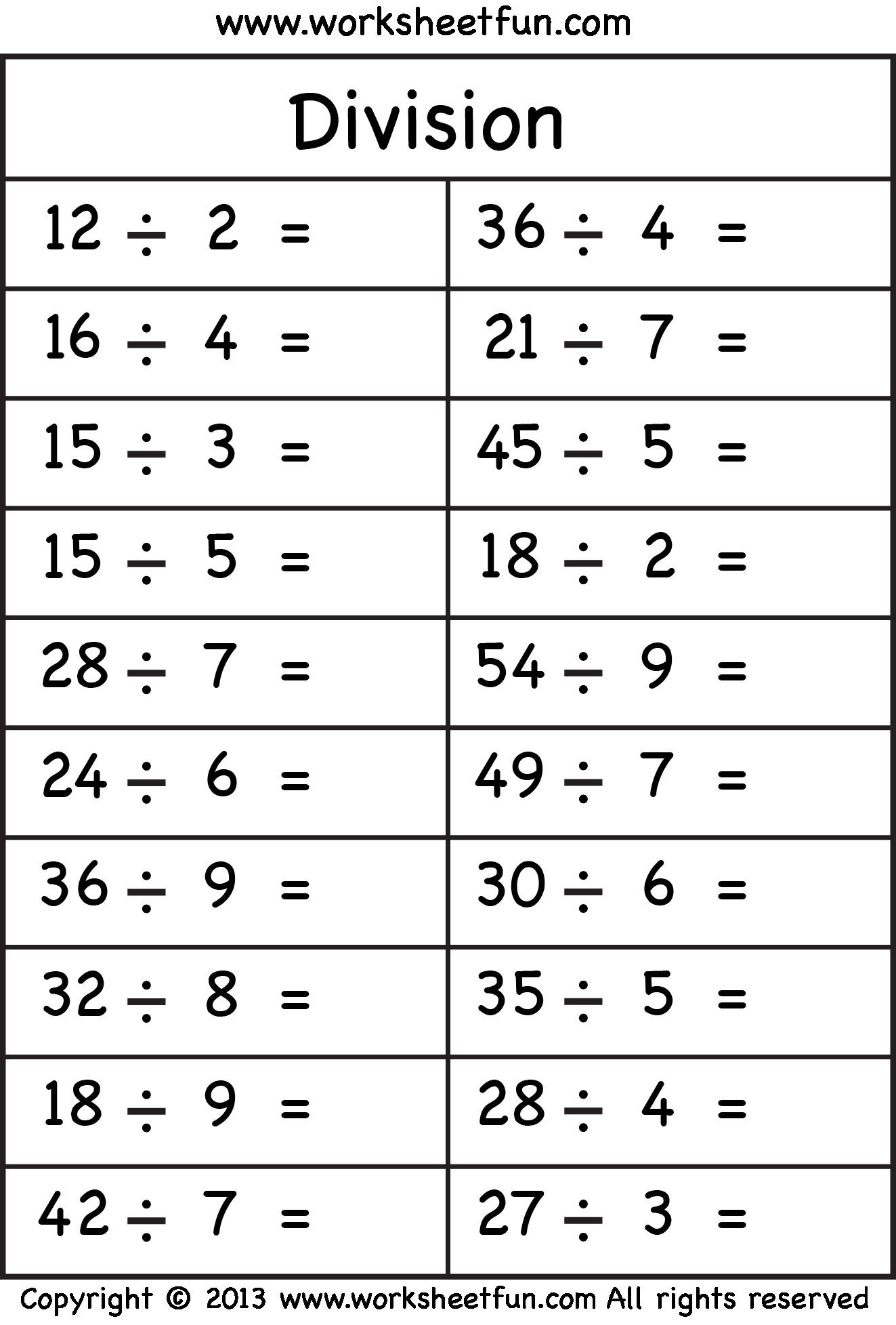 5 Free Math Worksheets Third Grade 3 Division Division Facts 1 To intended for Free Printable Division Worksheets Grade 3