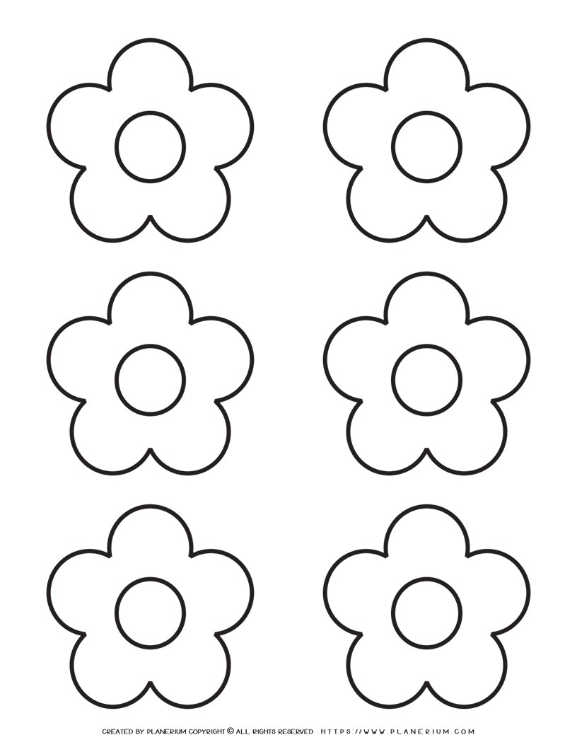 5 Petal Flower Template - Six Flowers | Planerium throughout 5 Petal Flower Template Free Printable