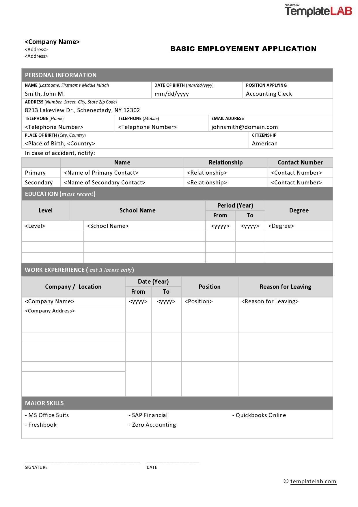 50 Free Employment / Job Application Form Templates [Printable] ᐅ inside Free Printable General Application For Employment