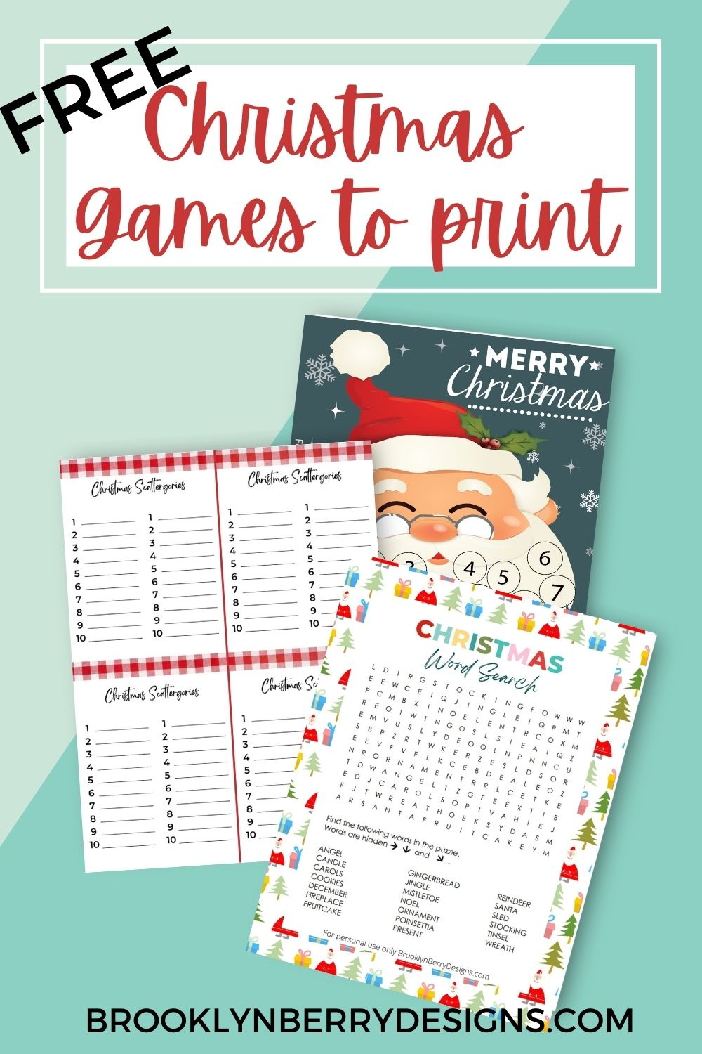 50+ Free Printable Christmas Games - Brooklyn Berry Designs with Free Online Printable Christmas Games For Adults