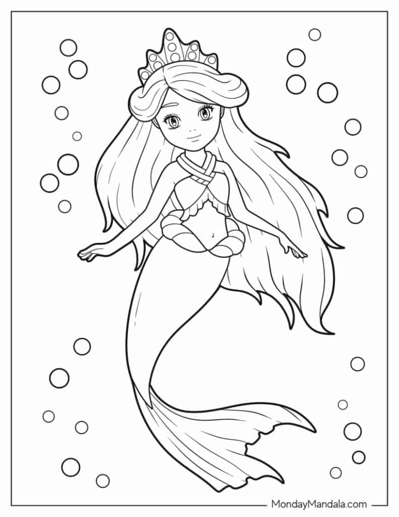 50 Mermaid Coloring Pages (Free Pdf Printables) in Free Mermaid Printables