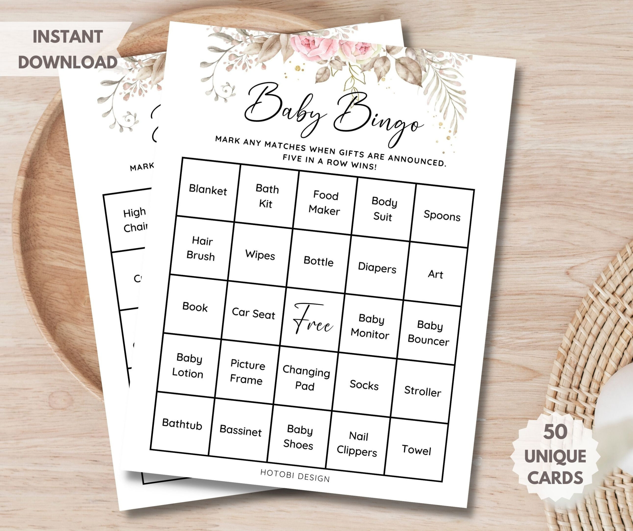 50 Prefilled Baby Shower Bingo Cards, Baby Bingo Game, Bonus Blank with regard to 50 Free Printable Baby Bingo Cards