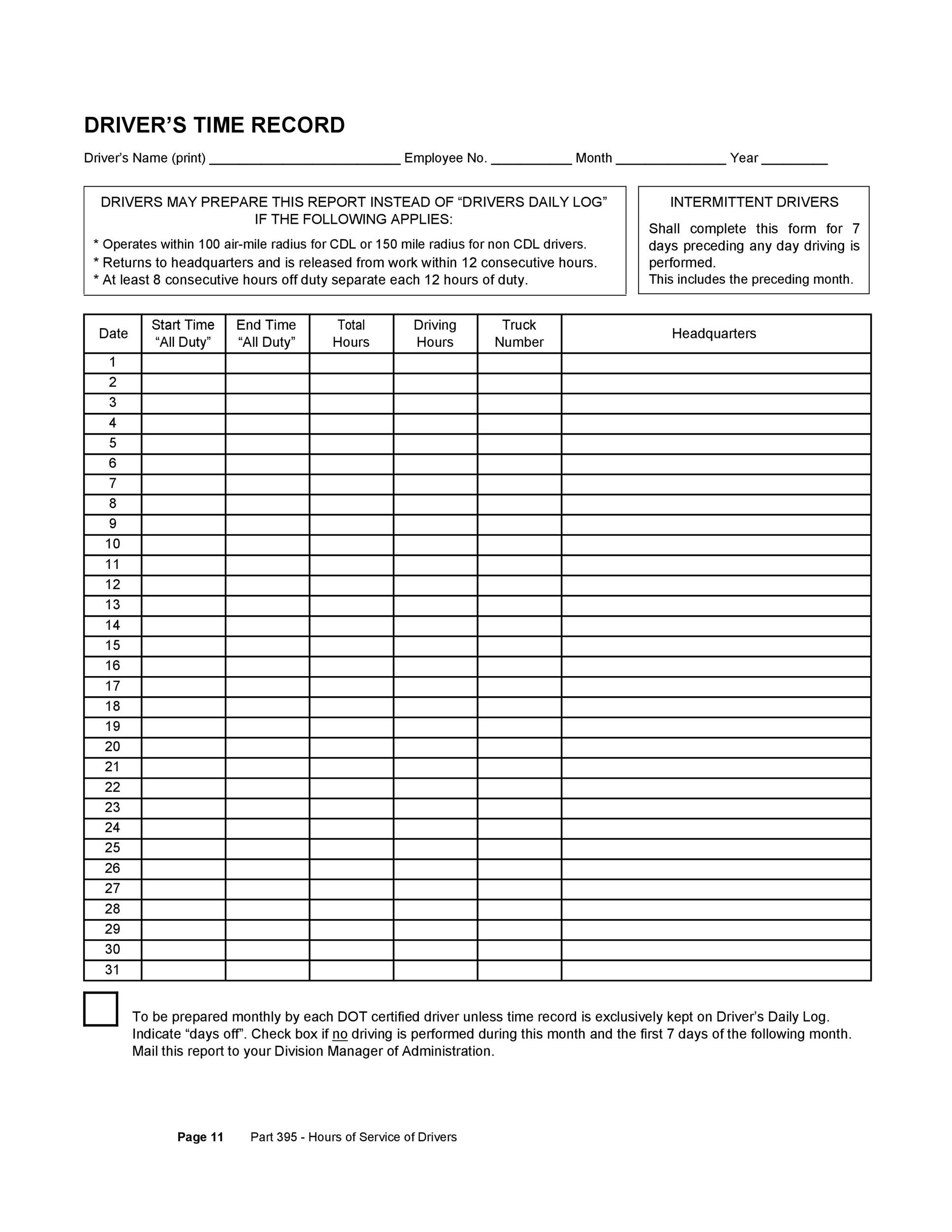 50 Printable Driver'S Daily Log Books [Templates &amp; Examples] throughout Free Printable Driver Log Book