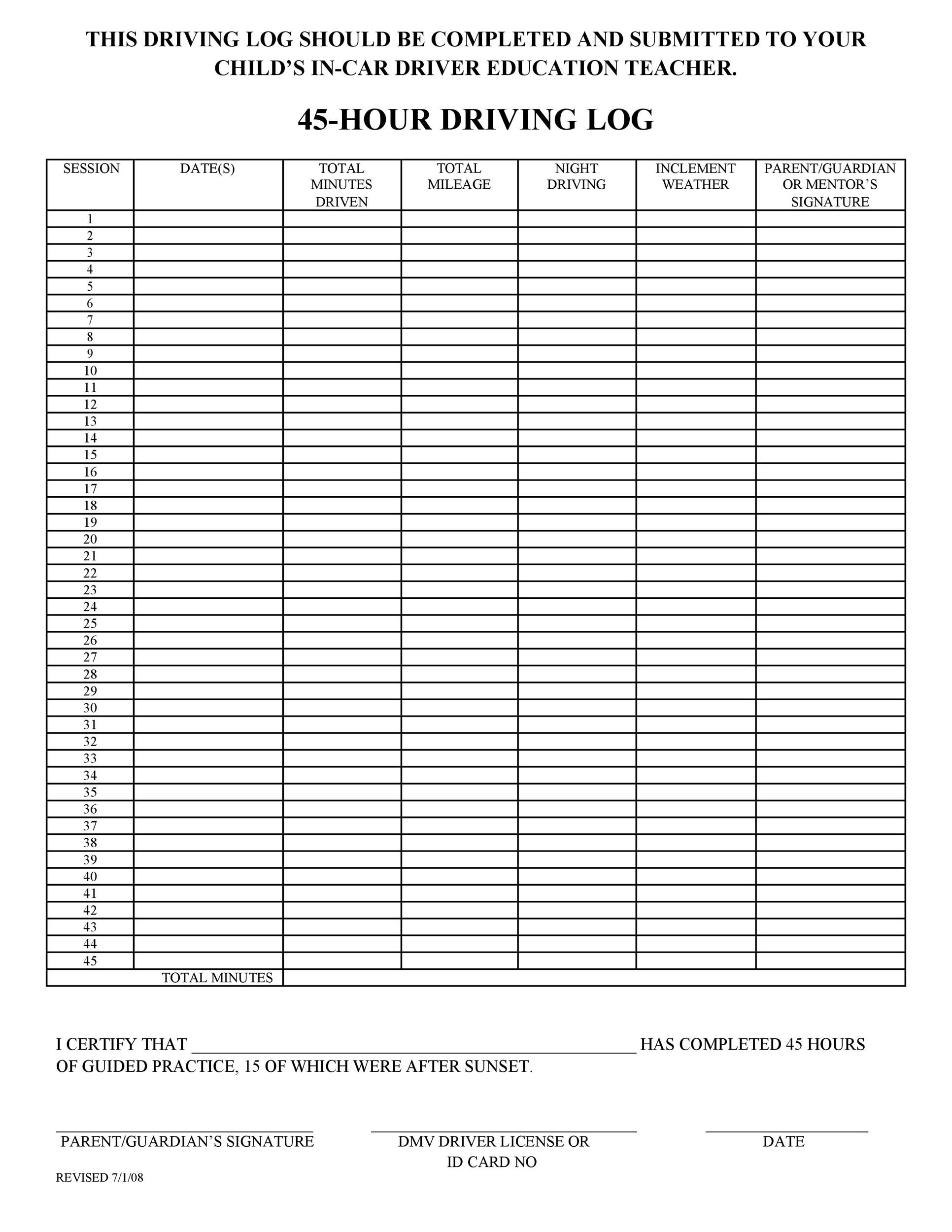 50 Printable Driver'S Daily Log Books [Templates &amp; Examples] throughout Free Printable Driver&amp;#039;s Daily Log Sheet