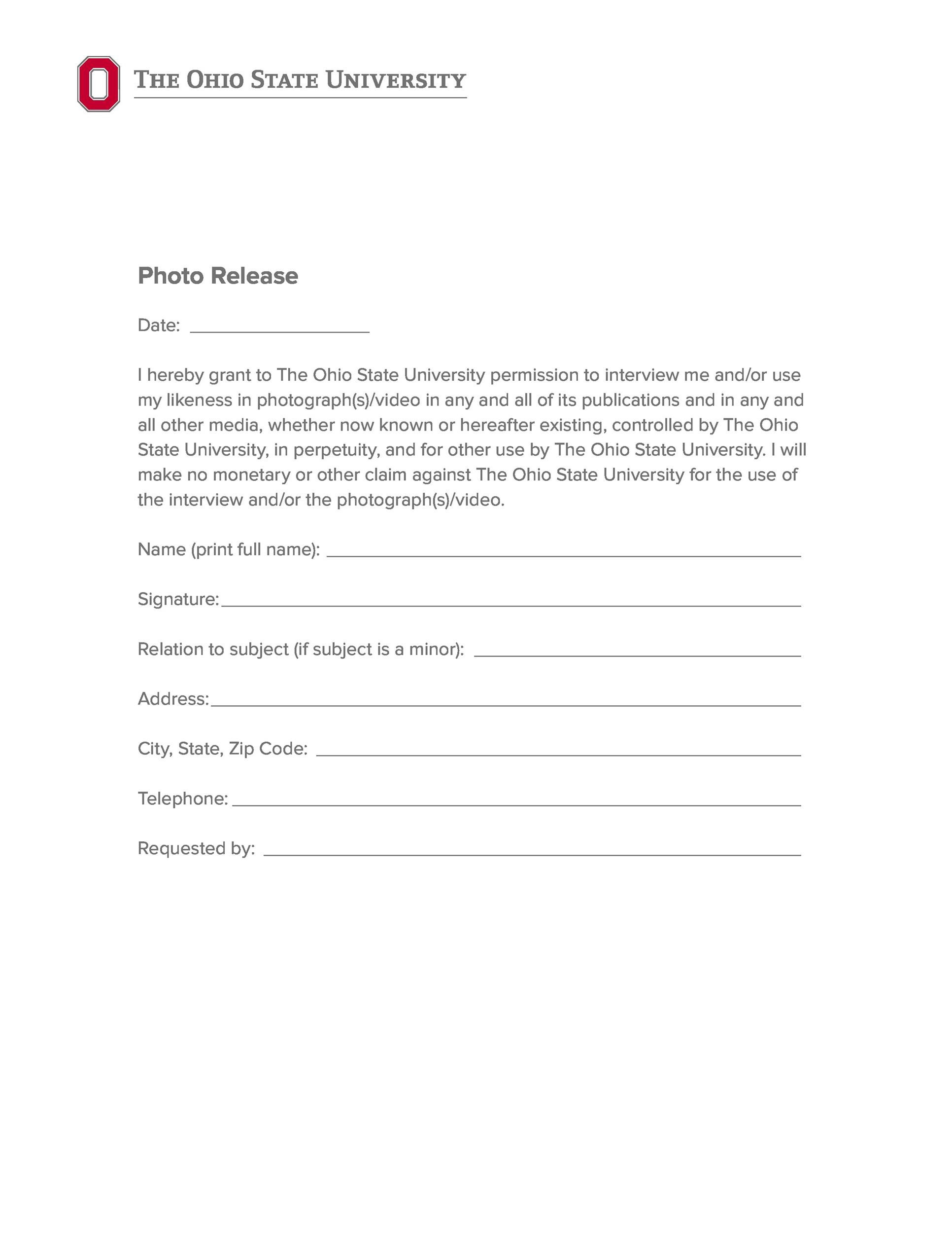 53 Standard Photo Release Forms [Free] ᐅ Templatelab for Free Printable Print Release Form