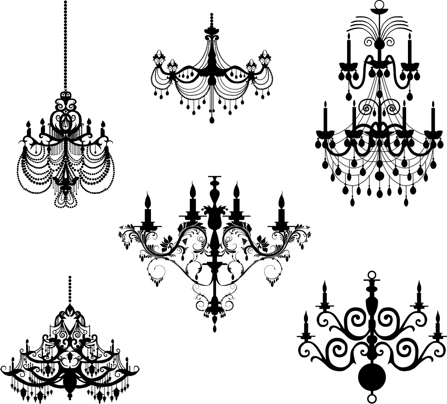 6 Free Chandeliers In High Quality 12 Inch Size. | イラスト with Free Printable Chandelier Template