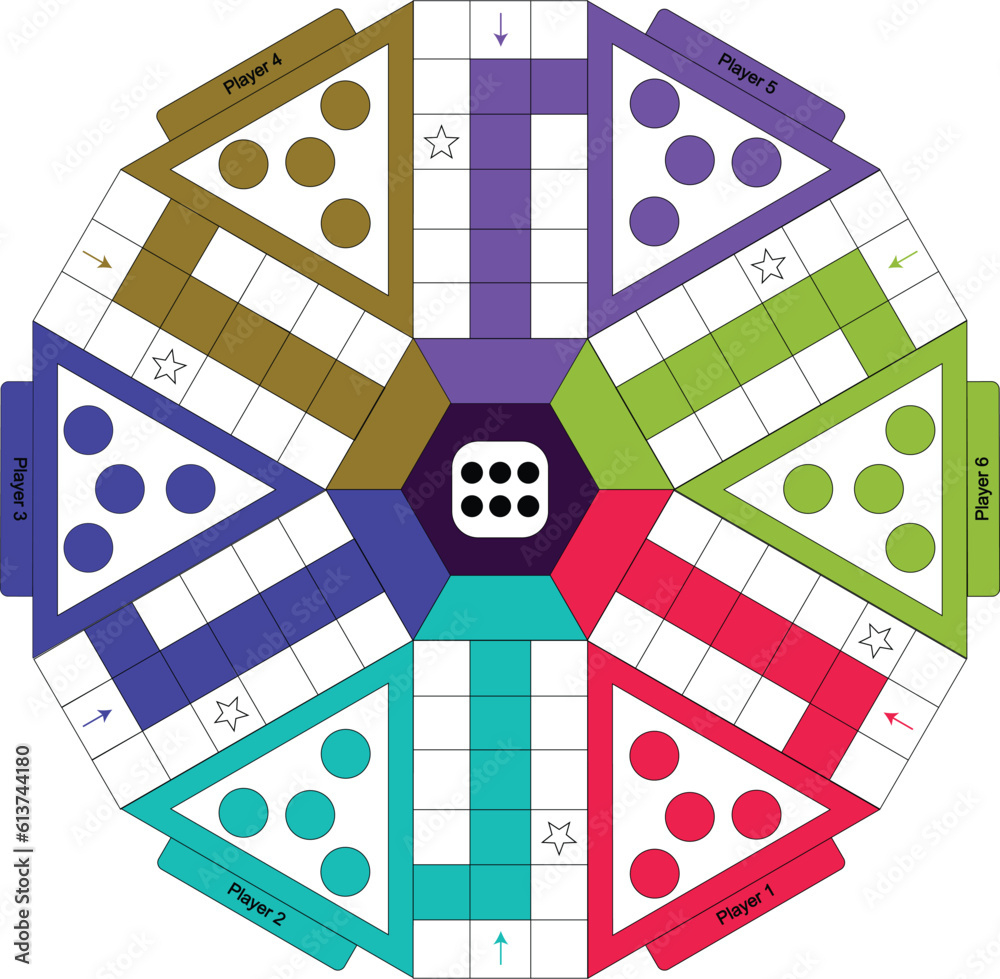 6 Player Multi Player Ludo Board Game For Kids Vector Printable inside Free Printable Ludo Board