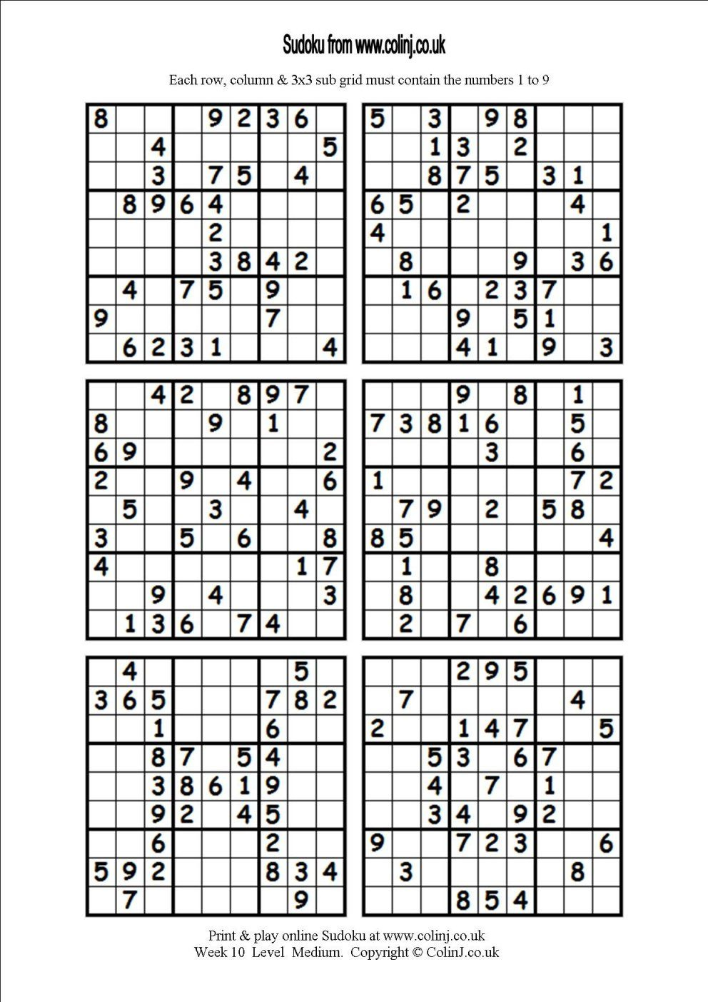 6 Printable Sudoku Puzzles Per Page within Download Printable Sudoku Puzzles Free