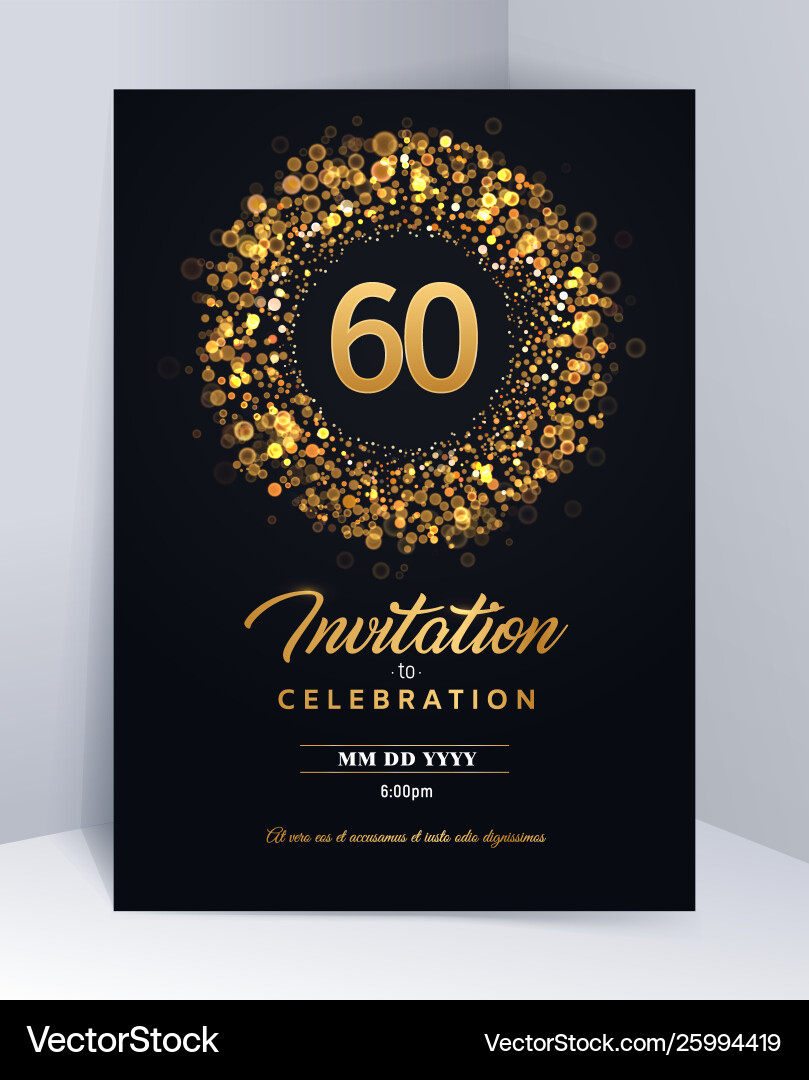 60 Years Anniversary Invitation Card Template Vector Image pertaining to Free Printable 60Th Wedding Anniversary Invitations