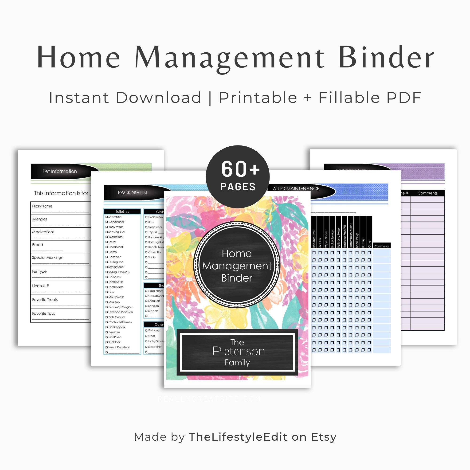 64 Page Home Management Binder; Editable And Printable At Home! pertaining to Free Home Management Binder Printables 2025