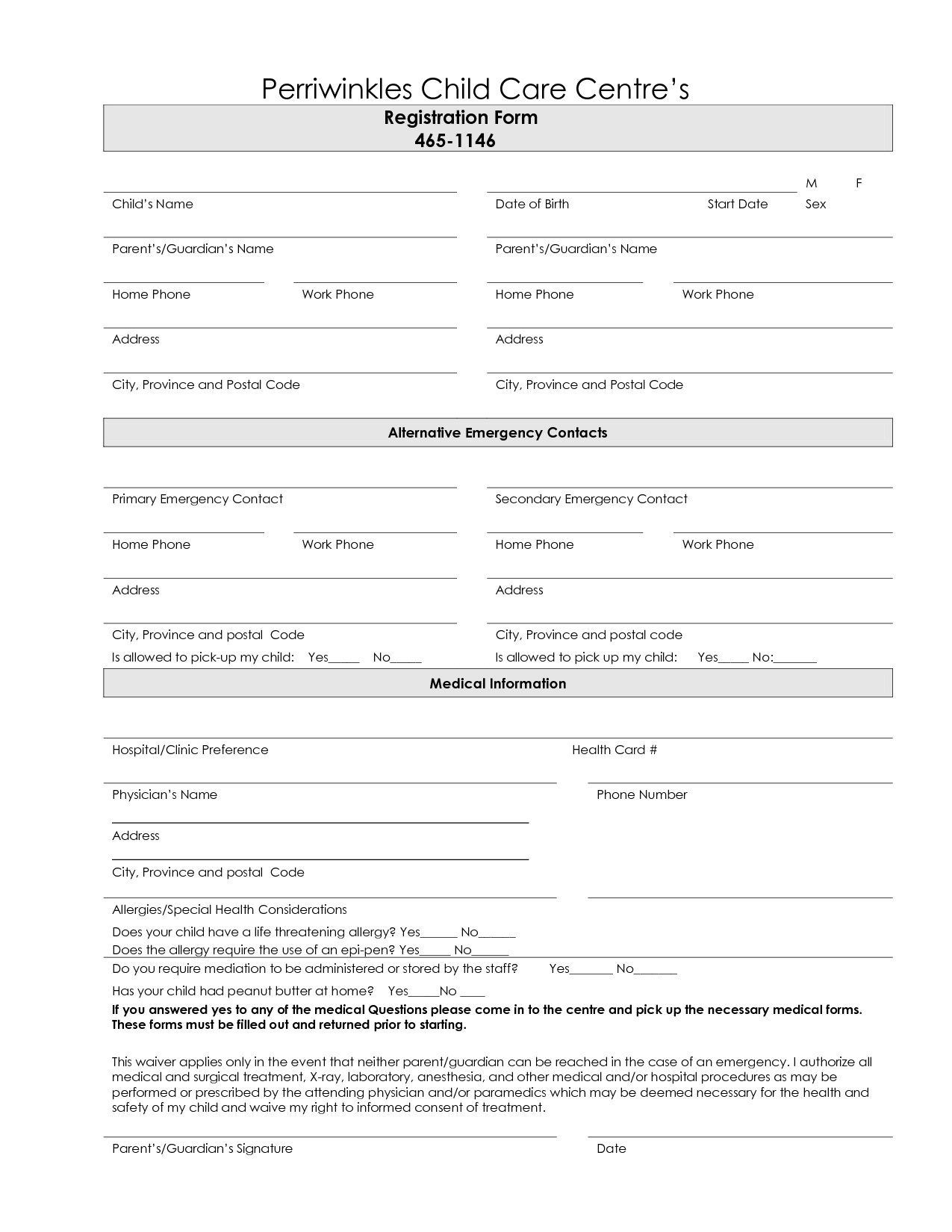 7 Best Images Of Printable Daycare Forms Free Daycare Contract for Free Printable Daycare Forms For Parents