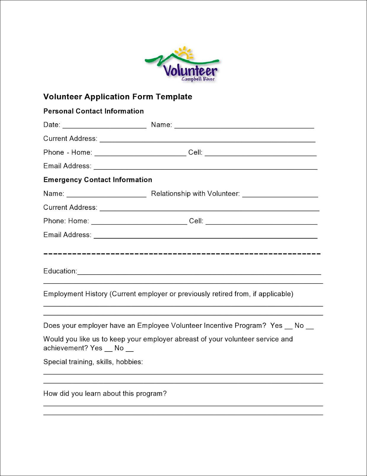 7 Free Nonprofit Volunteer Application Templates | Instrumentl within Free Printable Volunteer Forms