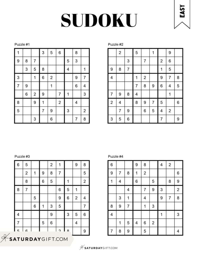 72 Free Printable Sudoku Puzzles | Saturdaygift intended for Free Printable Sudoku Puzzles