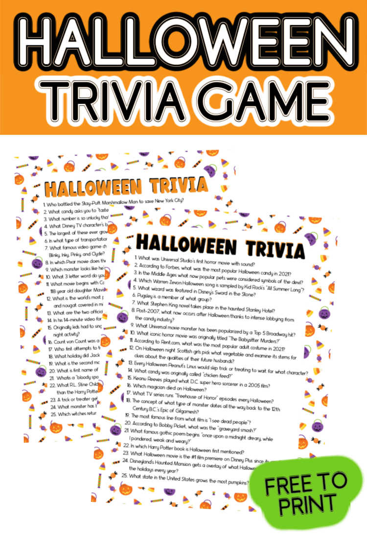 75 Fun Halloween Trivia Questions &amp; Answers (Printable) - Play inside Free Printable Halloween Quiz