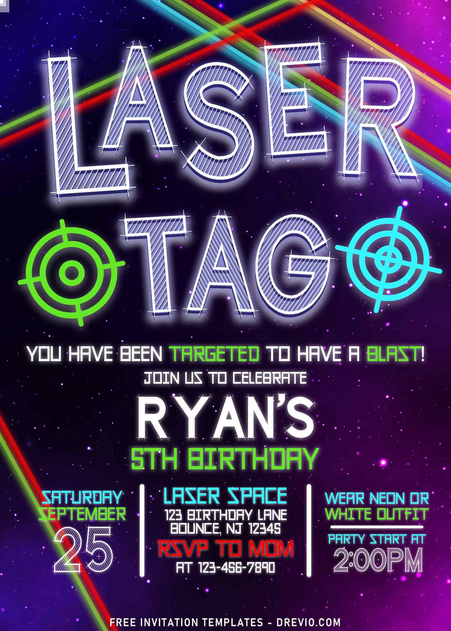 8+ Awesome Laser Tag Birthday Invitation Templates For Boys with Free Printable Laser Tag Invitation Template