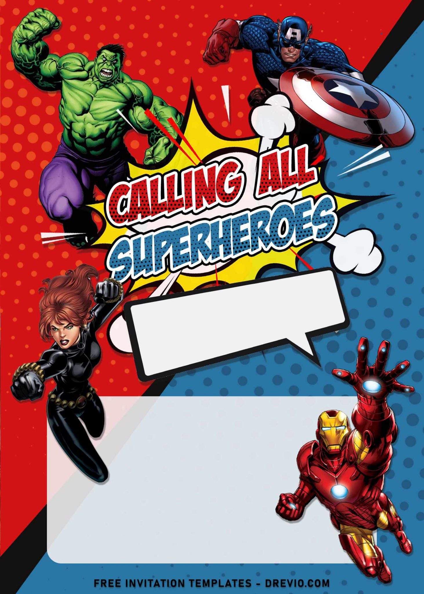 8+ Comic Avengers Superhero Birthday Invitation Templates with regard to Avengers Party Invitations Printable Free