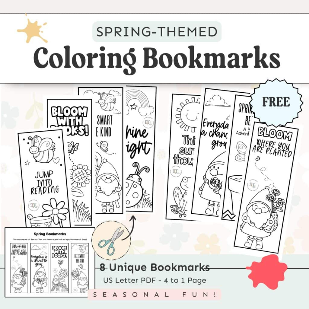 8 Free Printable Spring Coloring Bookmarks For Kids intended for Free Printable Spring Bookmarks