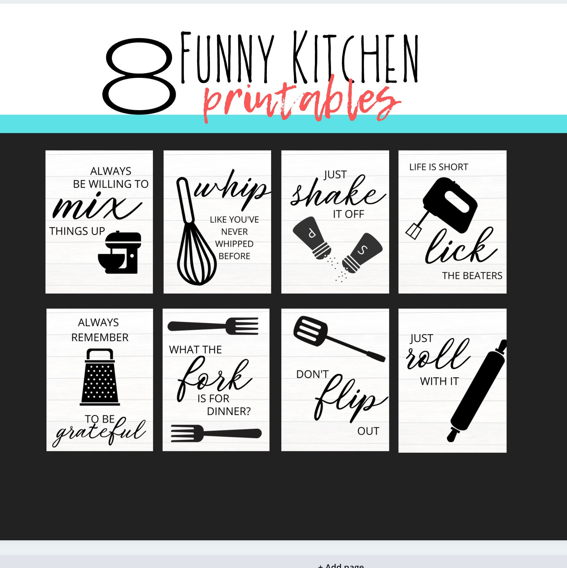 8 Funny Farmhouse Kitchen Printables - Etsy with Free Funny Kitchen Printables