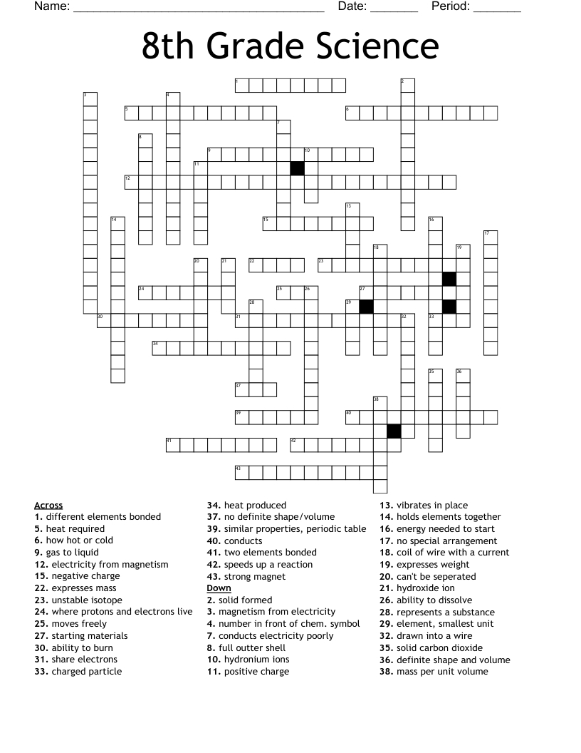 8Th Grade Science Crossword - Wordmint regarding Free Printable Science Crossword Puzzles