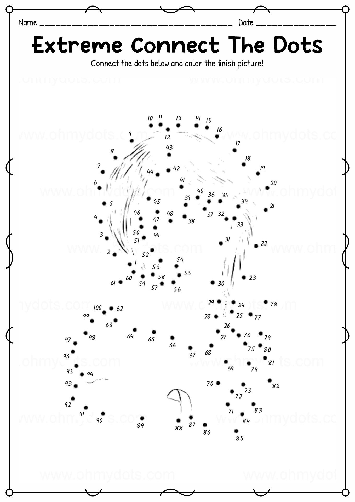 9 Printable Dot To Dot Worksheets 1-100 - Free Pdf At Worksheeto in Free Printable Dot To Dot