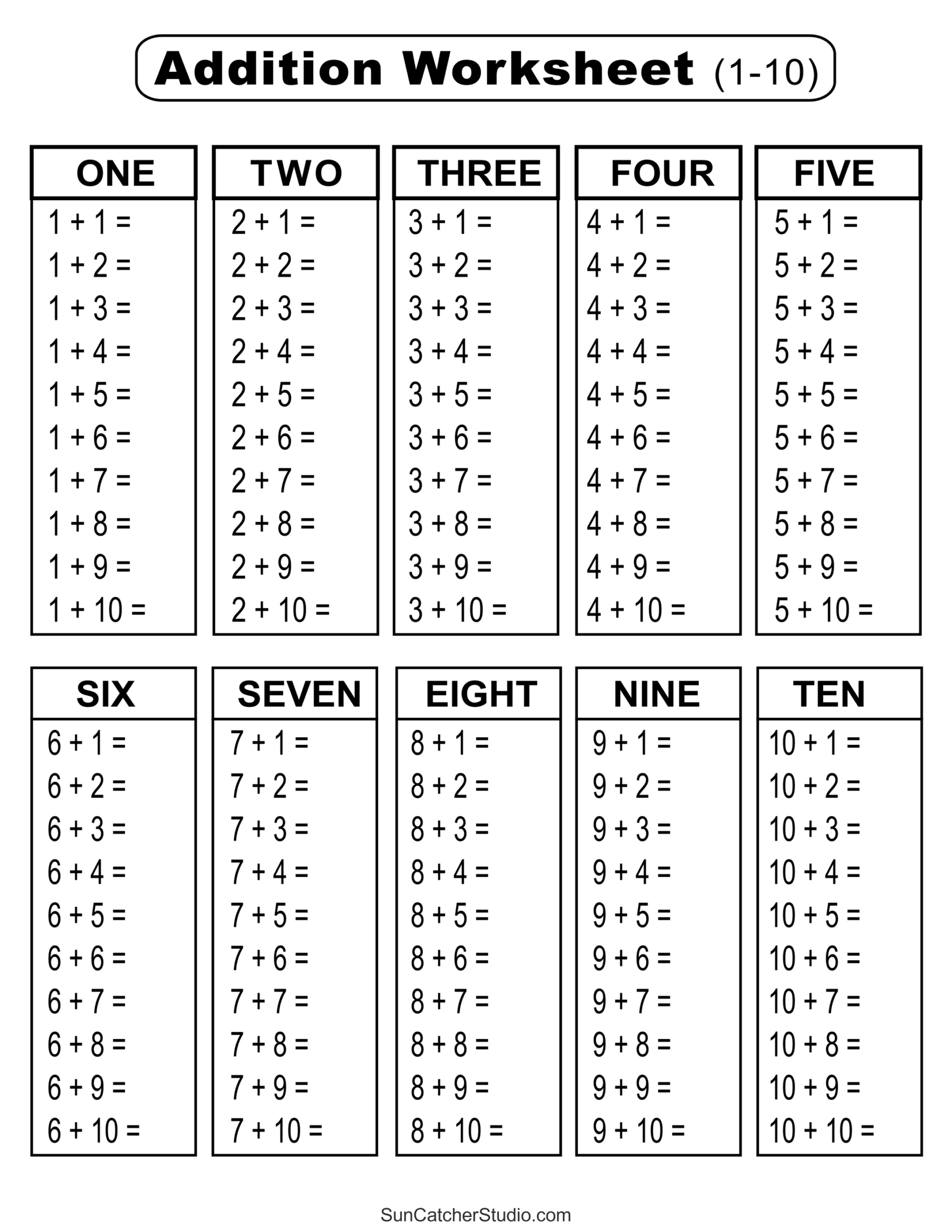 Addition Charts, Tables, &amp;amp; Worksheets (Free Printable Pdf Files for Free Printable Addition Chart