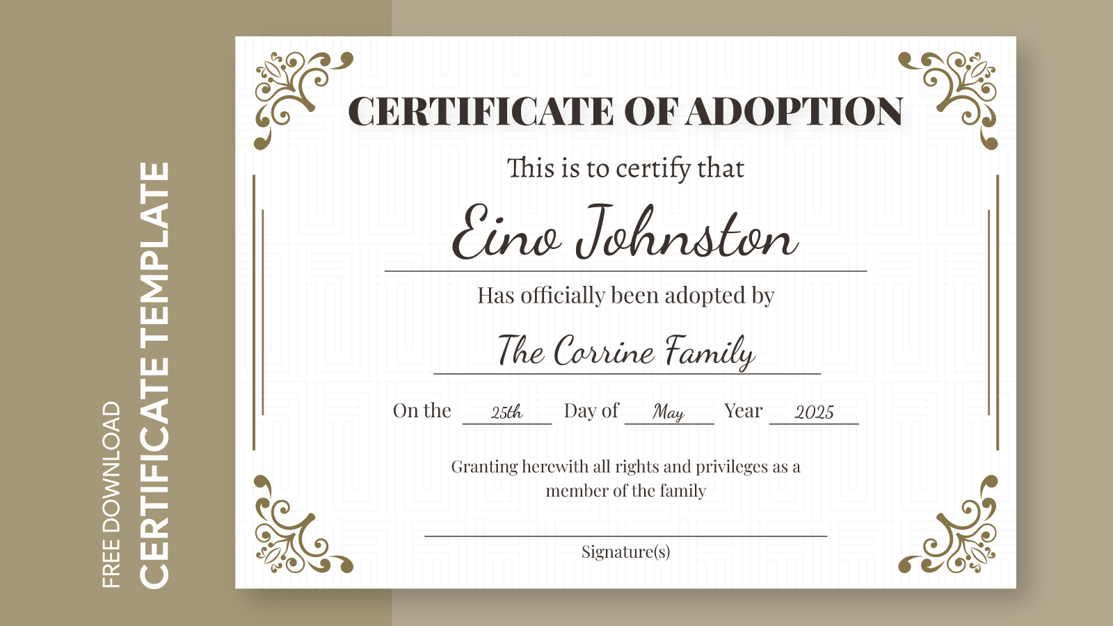 Adoption Certificate Free Google Docs Template - Gdoc.io pertaining to Fake Adoption Certificate Free Printable