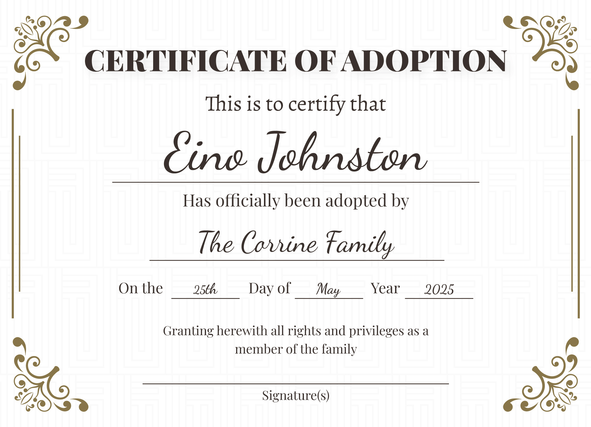 Adoption Certificate Free Google Docs Template - Gdoc.io within Fake Adoption Certificate Free Printable