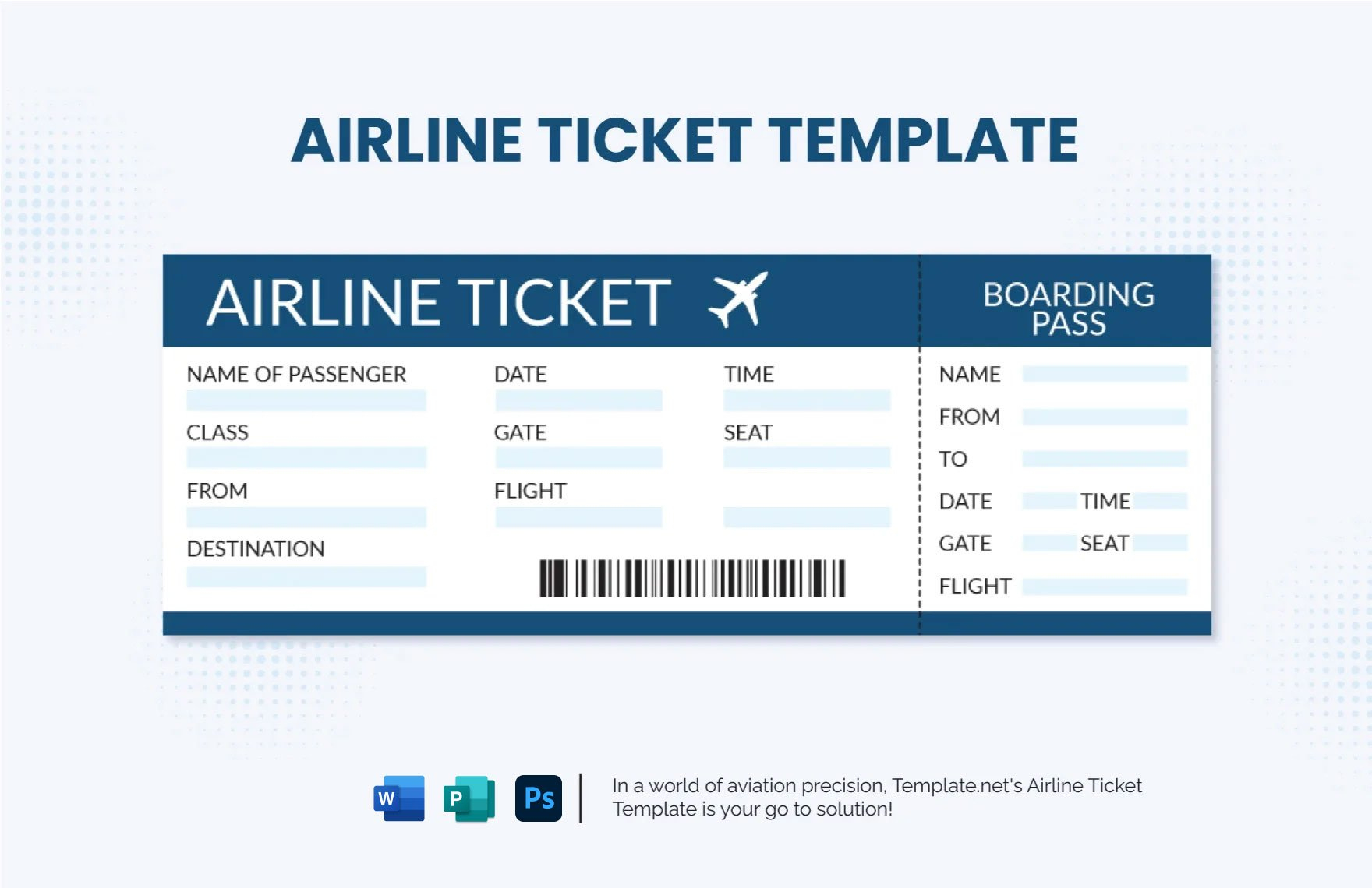 Airline Ticket Template In Word, Publisher, Psd - Download with regard to Free Printable Airline Ticket Template