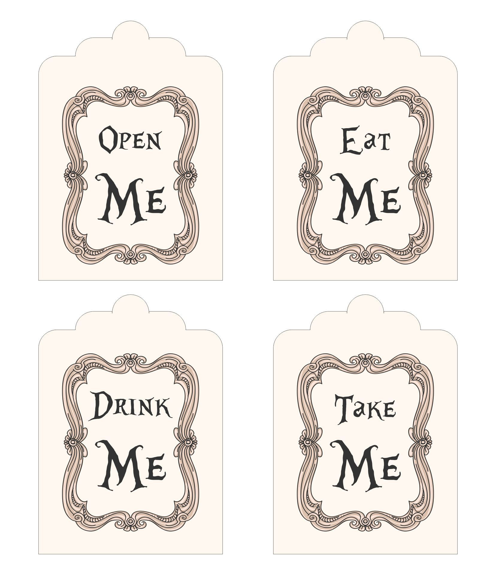 Alice In Wonderland Drink Me Tags Printable | Alice In Wonderland regarding Free Printable Alice In Wonderland Eat Me Tags