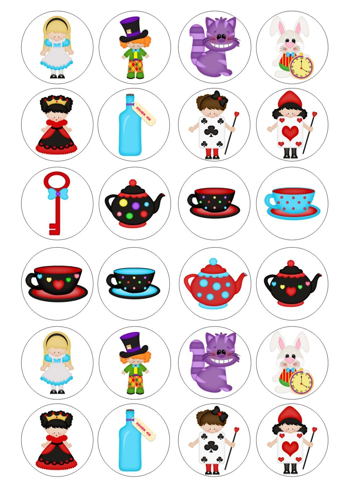 Alice In Wonderland Tea Party Cupcake Toppers with Alice In Wonderland Cupcake Toppers Free Printable