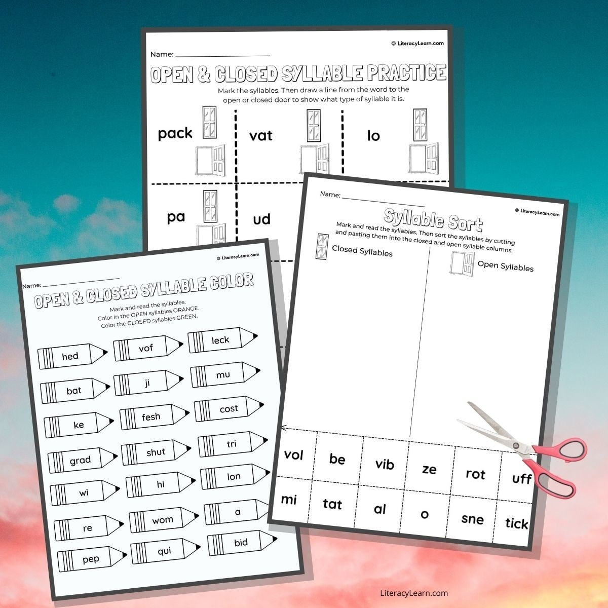 All About Open And Closed Syllables (3 Free Worksheets) - Literacy for Free Printable Open And Closed Syllable Worksheets