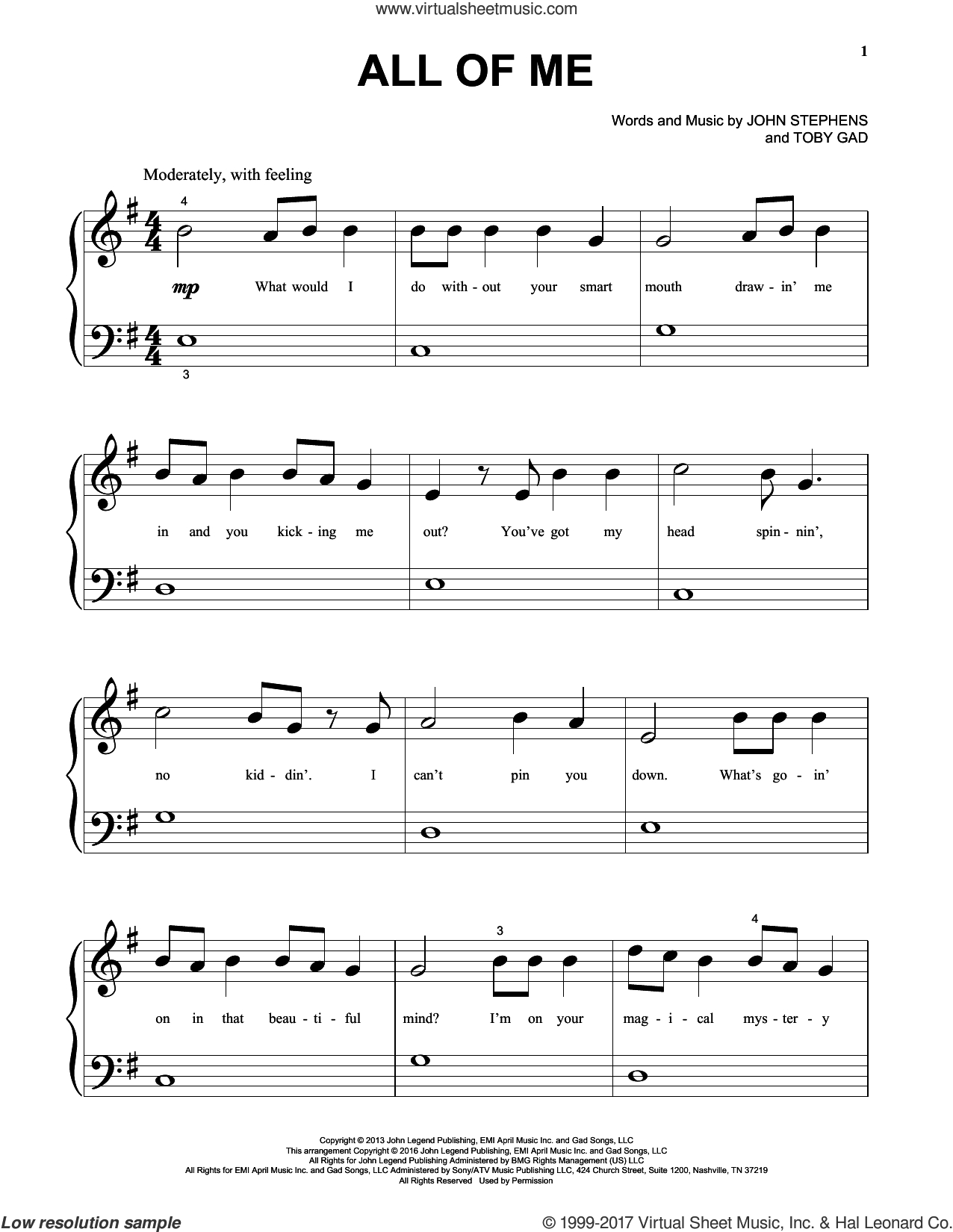 All Of Me Sheet Music (Beginner Version 3) For Piano Solo (Pdf) within All Of Me Easy Piano Sheet Music Free Printable
