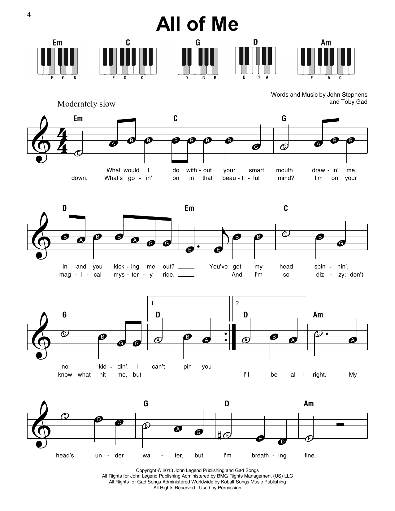 All Of Me Sheet Music | John Legend | Super Easy Piano intended for All Of Me Easy Piano Sheet Music Free Printable