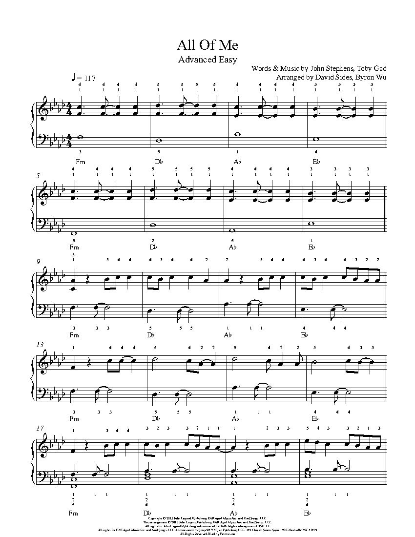 All Of Mejohn Legend Piano Sheet Music | Advanced Level intended for All Of Me Easy Piano Sheet Music Free Printable