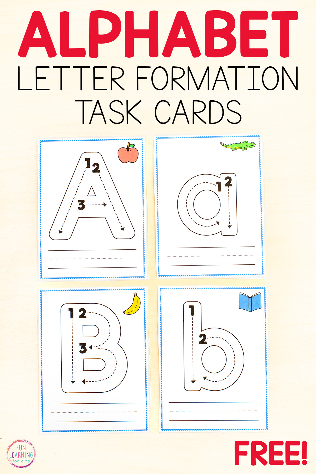 Alphabet Letter Tracing Task Cards with regard to Free Printable Kindergarten Task Cards