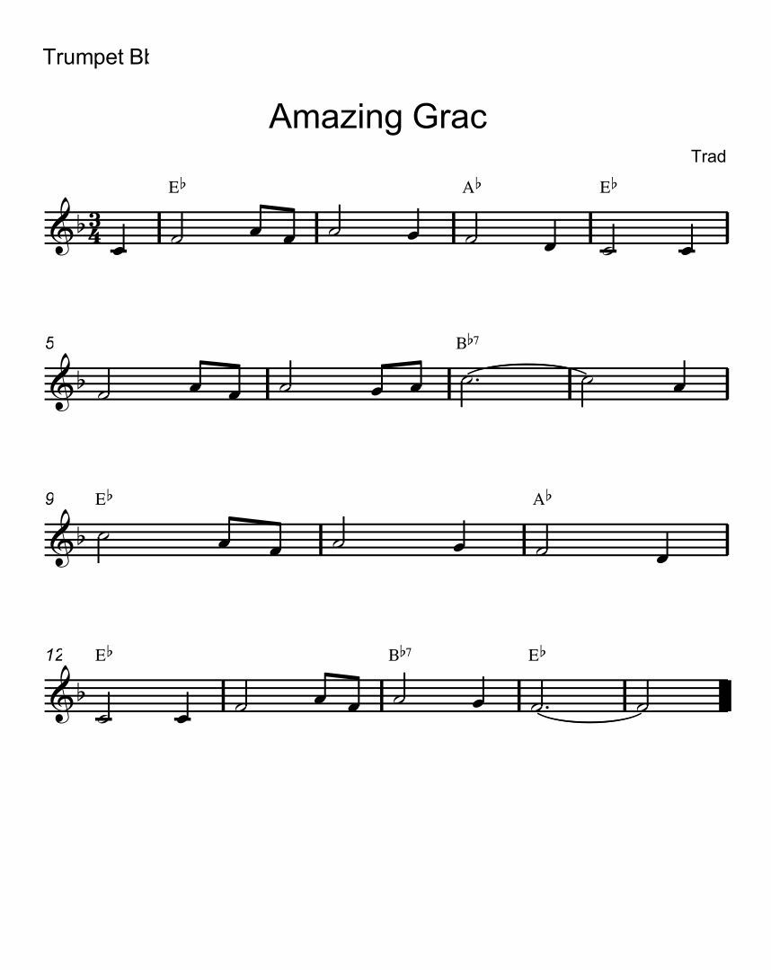 Amazing Grace Trumpet Sheet Music Printable | Sheet Music, Trumpet in Free Printable Sheet Music For Trumpet