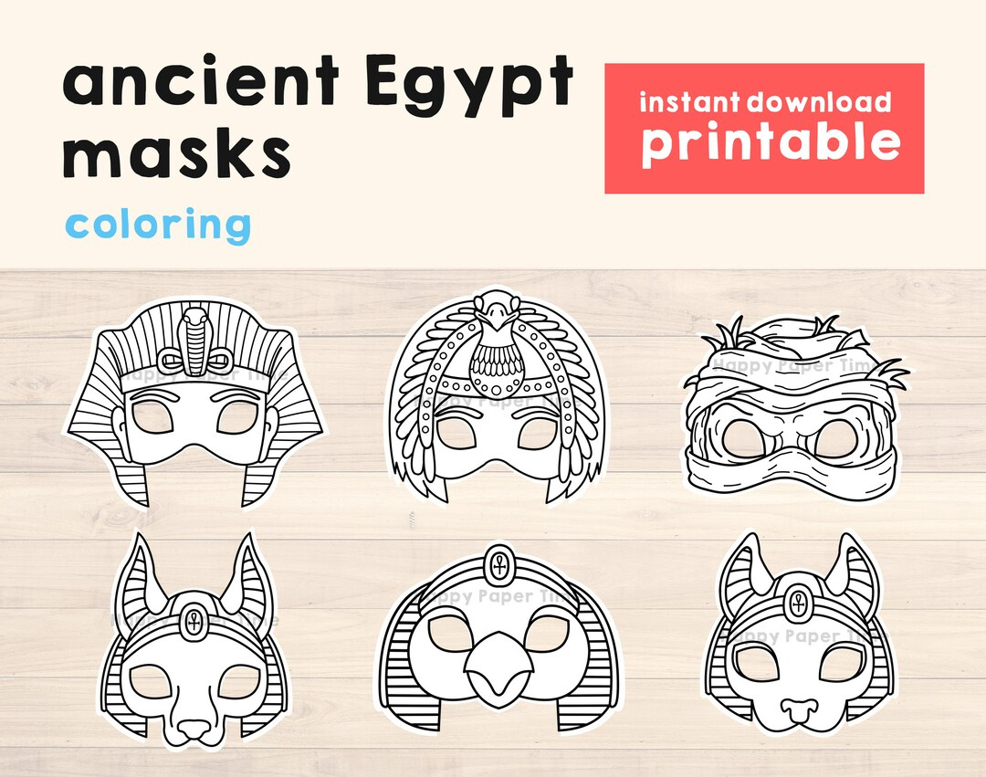 Ancient Egypt Masks Template Pharaoh Cleopatra Mummy Horus Anubis with regard to Free Printable Egyptian Masks