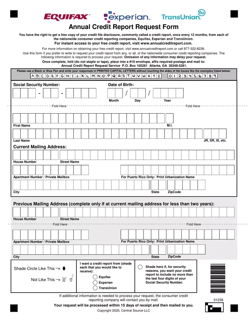 Annual Credit Report Form ≡ Fill Out Printable Pdf Forms Online throughout Free Credit Report Printable Form